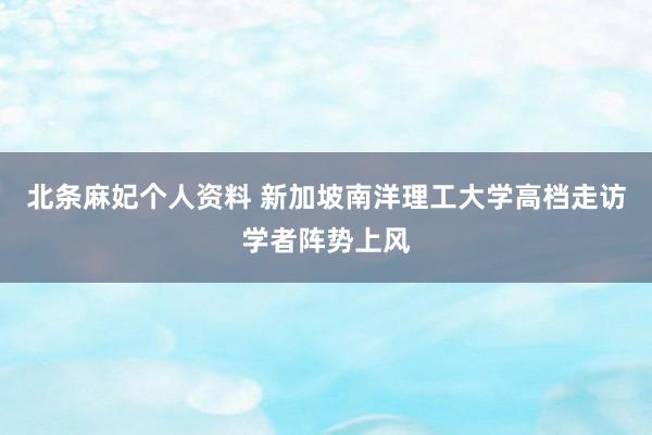 北条麻妃个人资料 新加坡南洋理工大学高档走访学者阵势上风