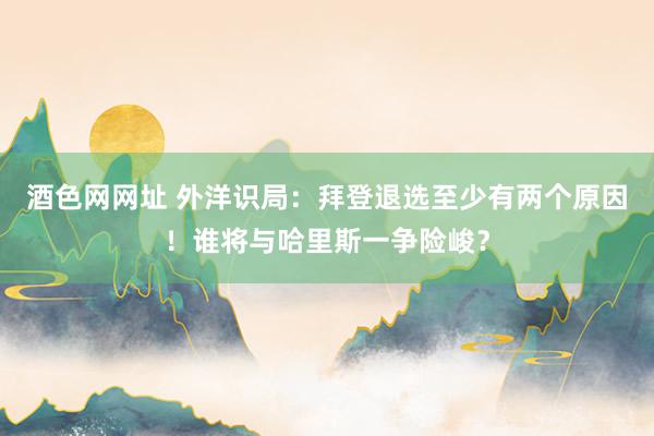 酒色网网址 外洋识局：拜登退选至少有两个原因！谁将与哈里斯一争险峻？