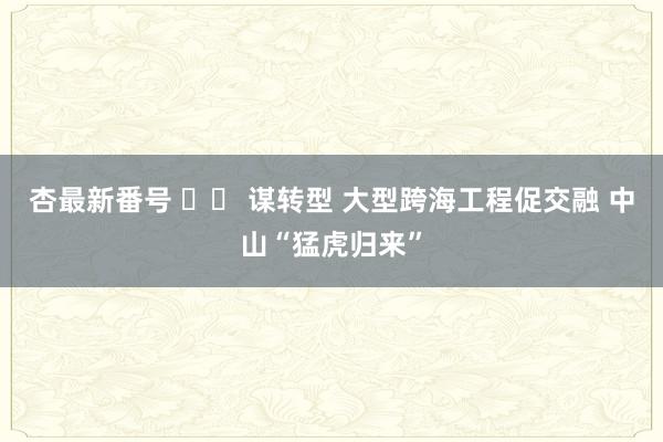 杏最新番号 		 谋转型 大型跨海工程促交融 中山“猛虎归来”