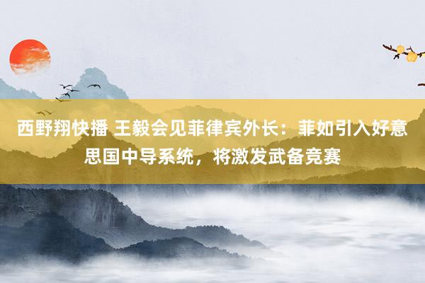 西野翔快播 王毅会见菲律宾外长：菲如引入好意思国中导系统，将激发武备竞赛