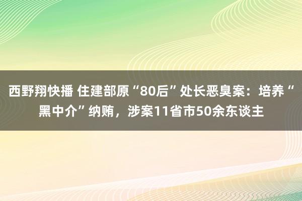 西野翔快播 住建部原“80后”处长恶臭案：培养“黑中介”纳贿，涉案11省市50余东谈主