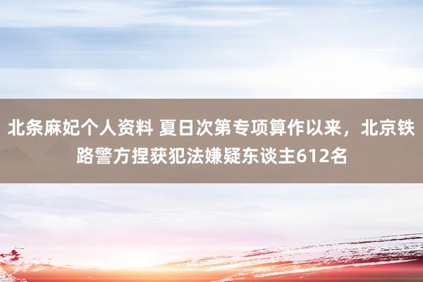 北条麻妃个人资料 夏日次第专项算作以来，北京铁路警方捏获犯法嫌疑东谈主612名