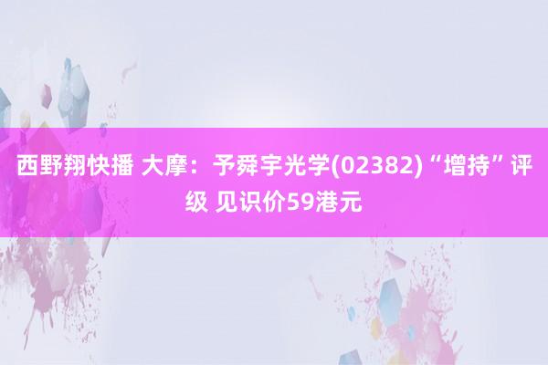 西野翔快播 大摩：予舜宇光学(02382)“增持”评级 见识价59港元