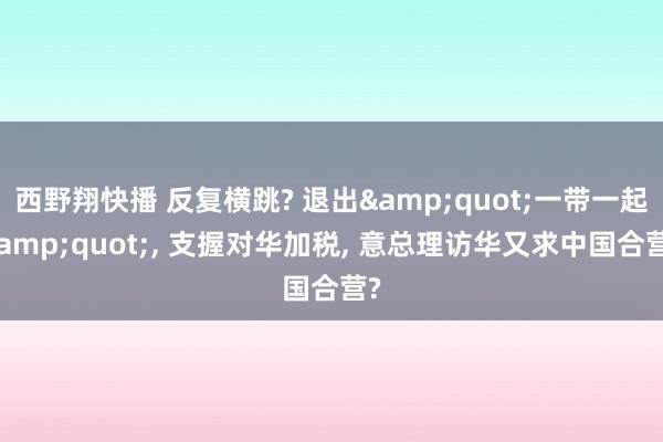 西野翔快播 反复横跳? 退出&quot;一带一起&quot;， 支握对华加税， 意总理访华又求中国合营?