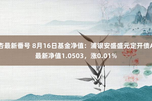 杏最新番号 8月16日基金净值：浦银安盛盛元定开债A最新净值1.0503，涨0.01%