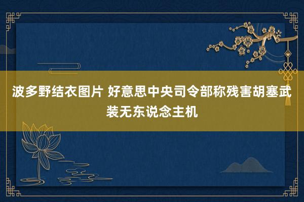 波多野结衣图片 好意思中央司令部称残害胡塞武装无东说念主机