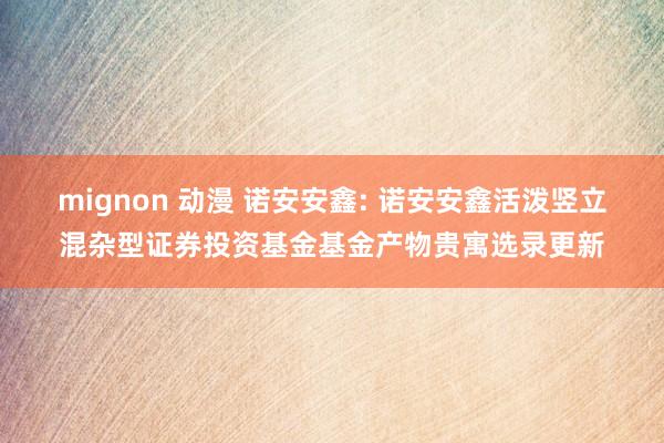 mignon 动漫 诺安安鑫: 诺安安鑫活泼竖立混杂型证券投资基金基金产物贵寓选录更新