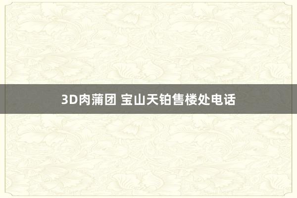 3D肉蒲团 宝山天铂售楼处电话