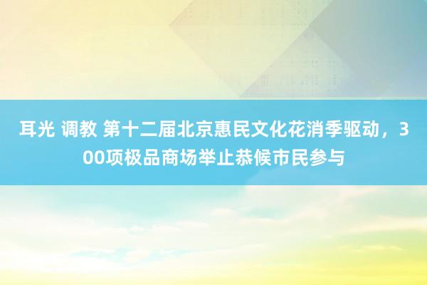 耳光 调教 第十二届北京惠民文化花消季驱动，300项极品商场举止恭候市民参与